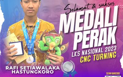 SISWA SMK WARGA  MERAIH MEDALI PERAK LKS Nasional 2023 CNC TURNING